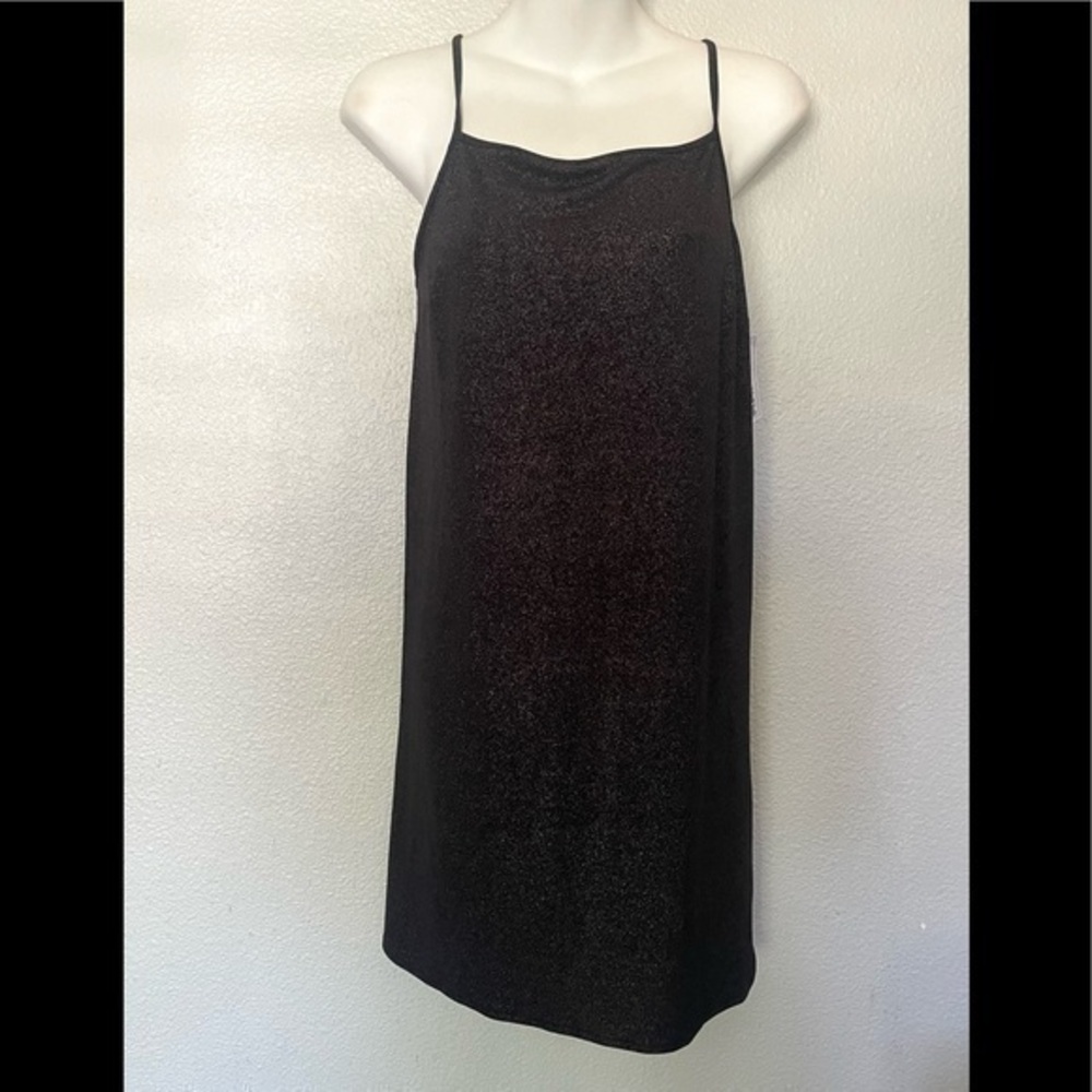 MODCLOTH black metallic shimmer tank party dress size small